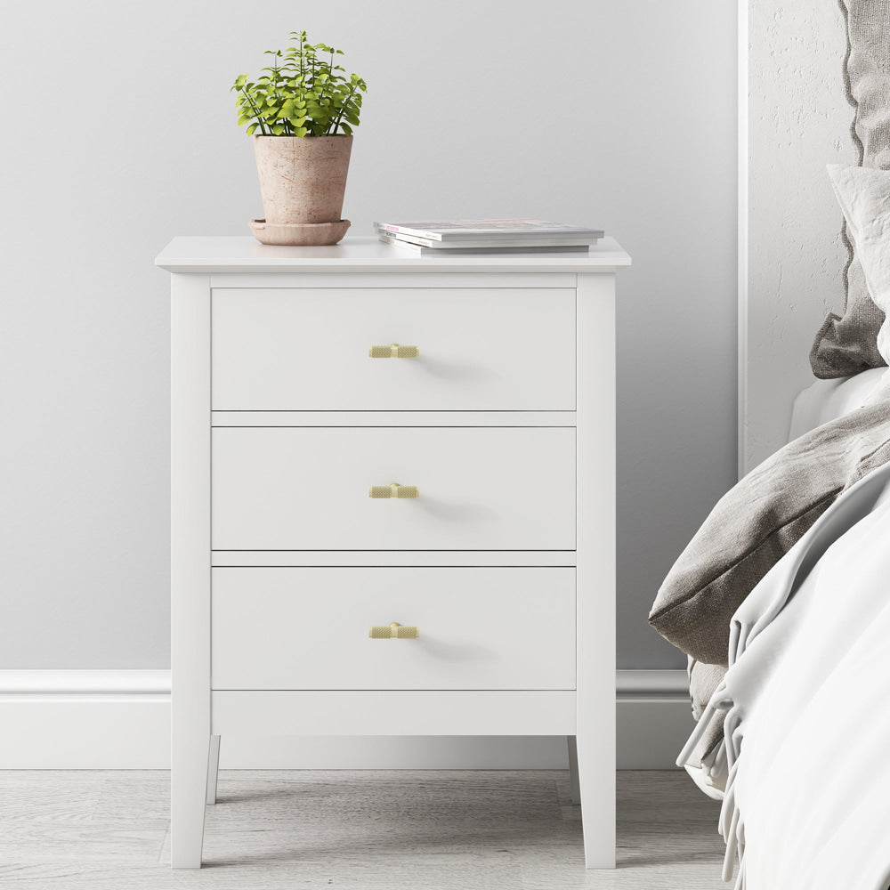 Arven Wooden Modern Nightstand Bedside Side Table 3-Drawers White Fast shipping On sale