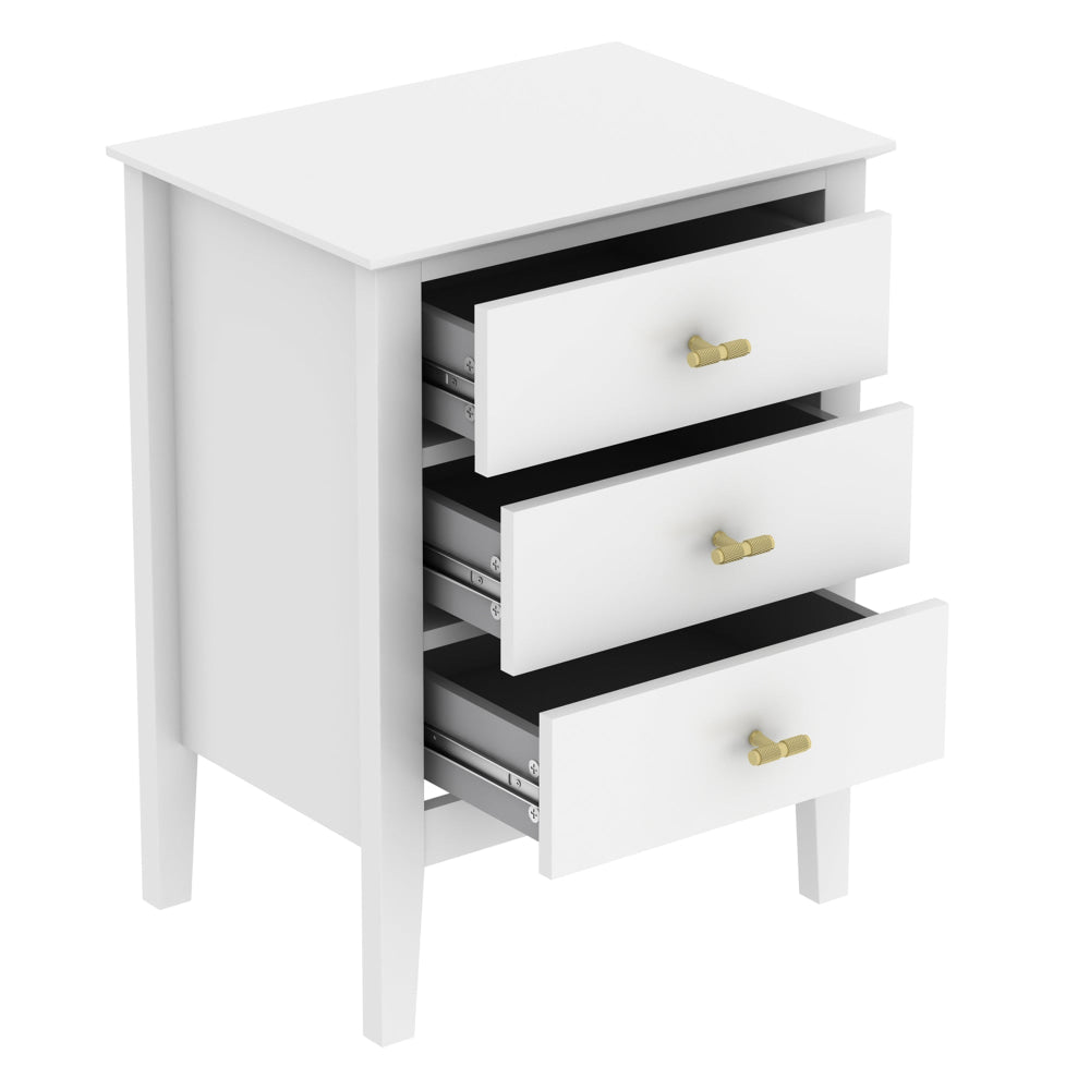 Arven Wooden Modern Nightstand Bedside Side Table 3-Drawers White Fast shipping On sale