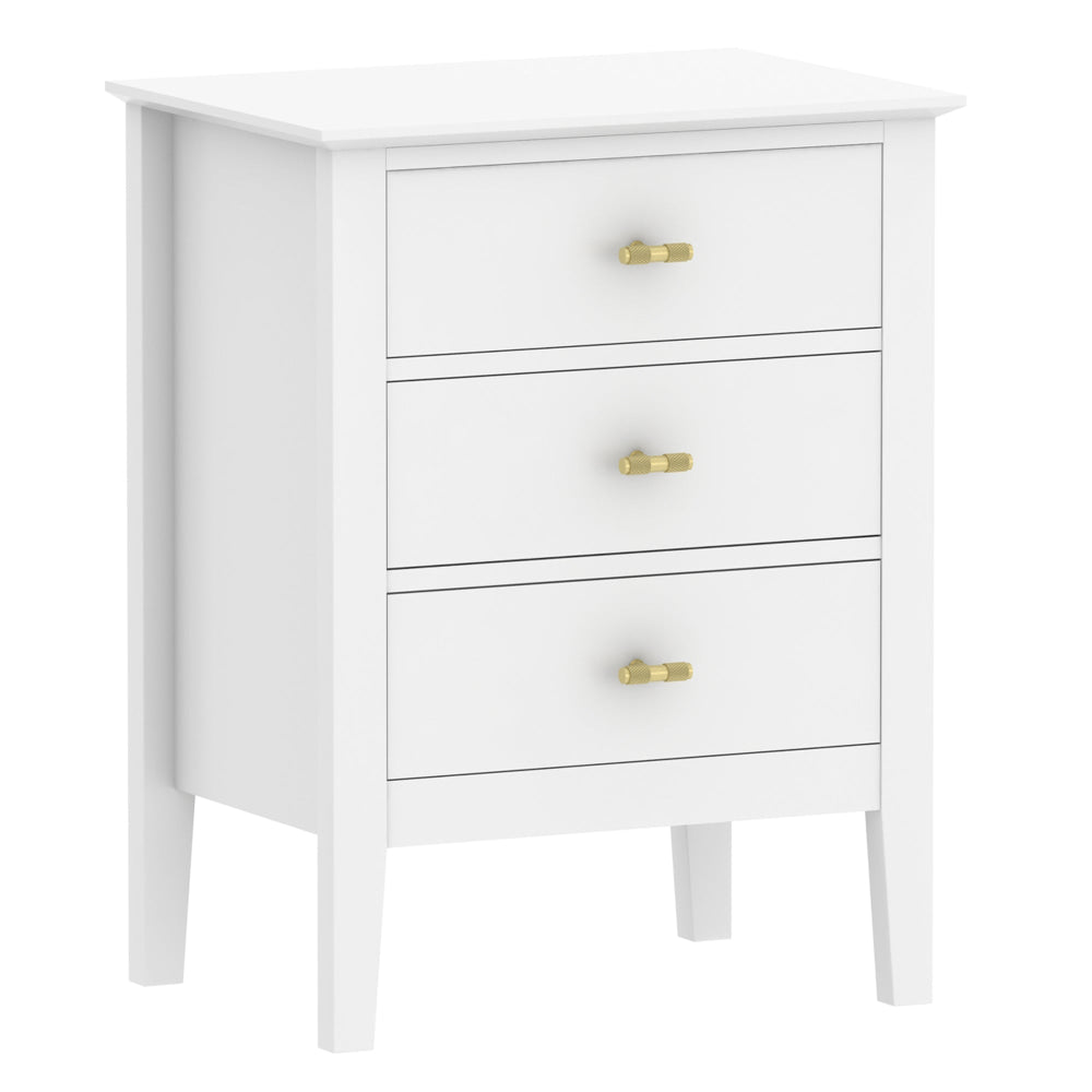 Arven Wooden Modern Nightstand Bedside Side Table 3-Drawers White Fast shipping On sale