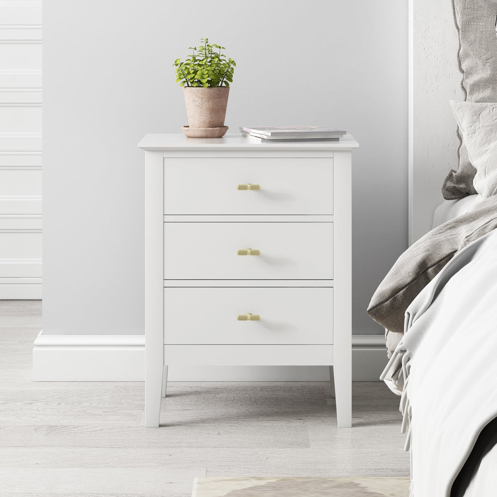 Arven Wooden Modern Nightstand Bedside Side Table 3-Drawers White Fast shipping On sale