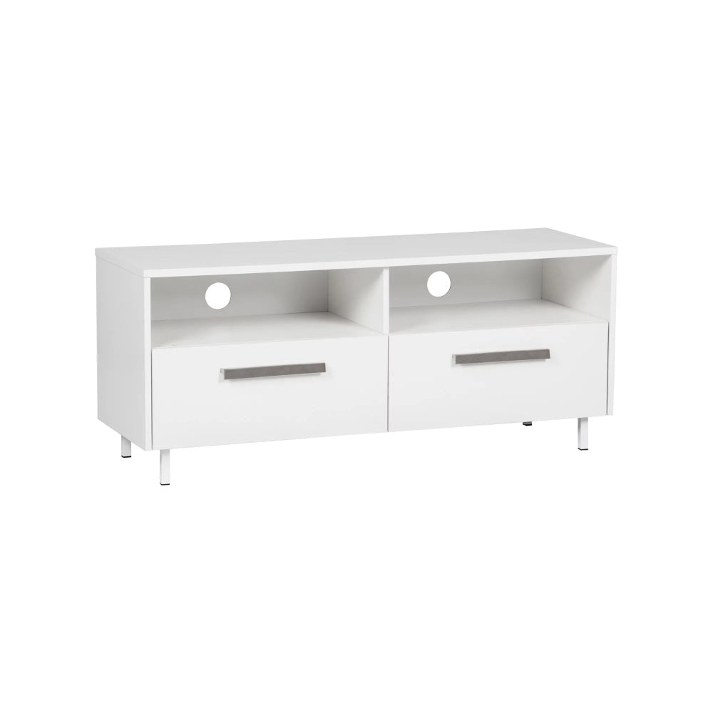 Ashley Wooden Modern Small TV Stand Entertainment Unit 2-Drawer White Fast shipping On sale