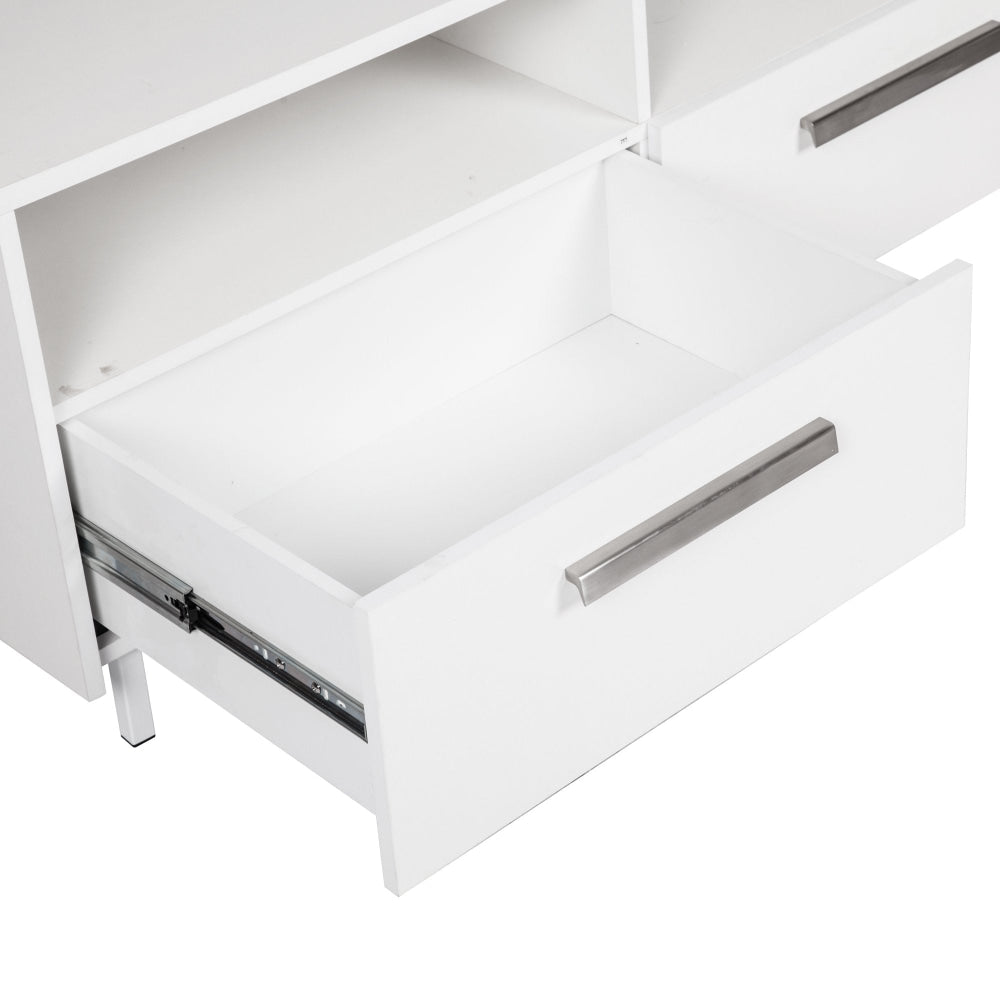 Ashley Wooden Modern Small TV Stand Entertainment Unit 2-Drawer White Fast shipping On sale