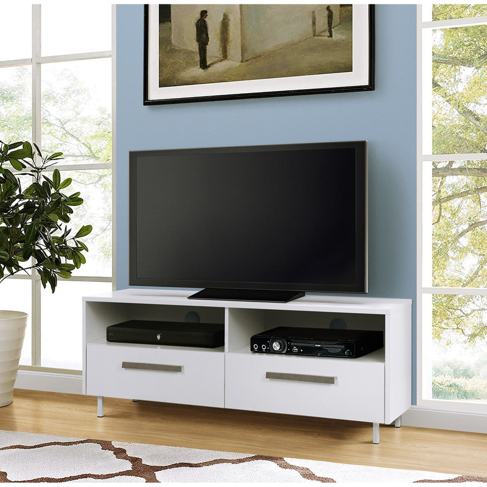 Ashley Wooden Modern Small TV Stand Entertainment Unit 2-Drawer White Fast shipping On sale