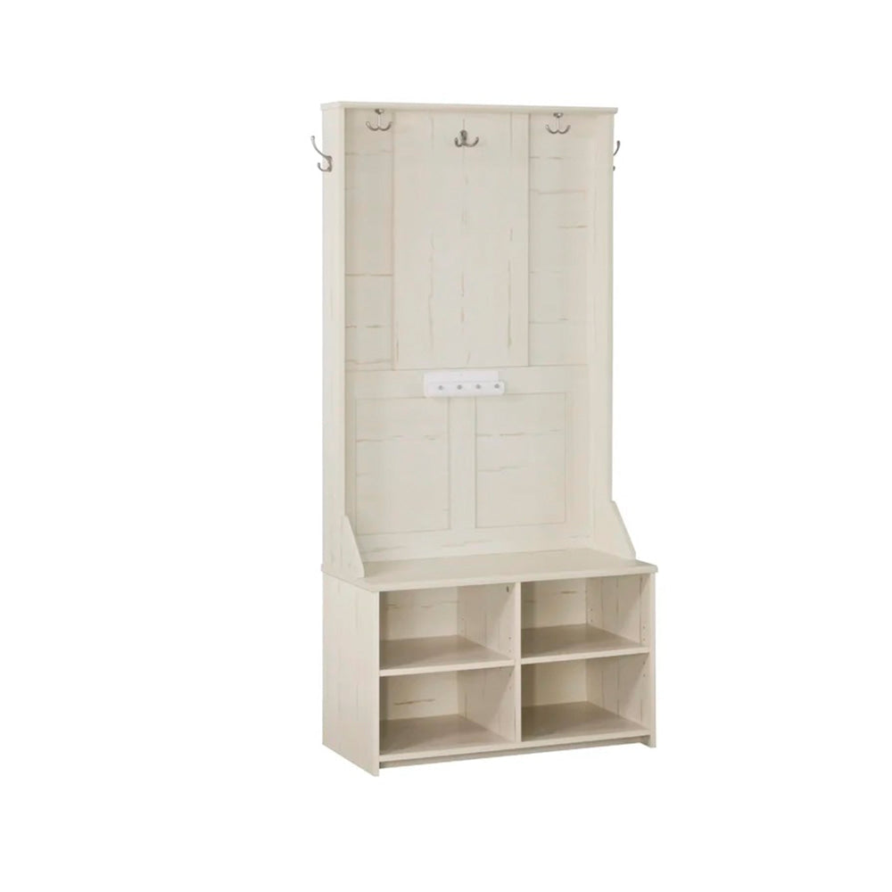 Aster Antique 4-Shelves Shoe Storage Cabinet Display Hall Tree Coat Rack - White Fast shipping On sale