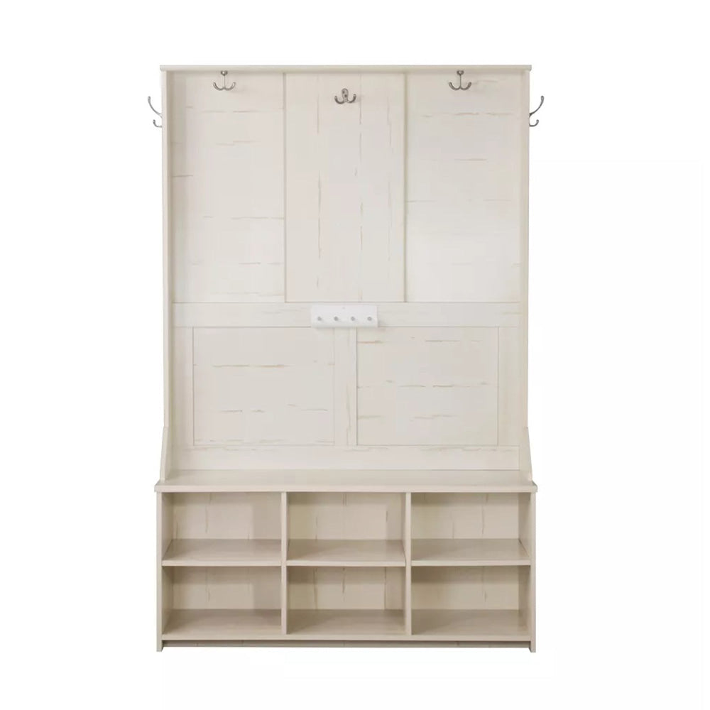 Aster Antique 6-Shelves Shoe Storage Cabinet Display Hall Tree Coat Rack - White Fast shipping On sale