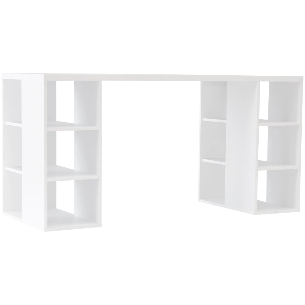 Atlas Study Writing Office Working Computer Desk Table W/ Storage Shelves - White Fast shipping On sale