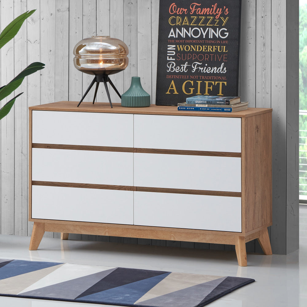 Audrey Wooden Chest Of 2x3-Drawers Dresser Storage Cabinet Oak/White Drawers Fast shipping On sale