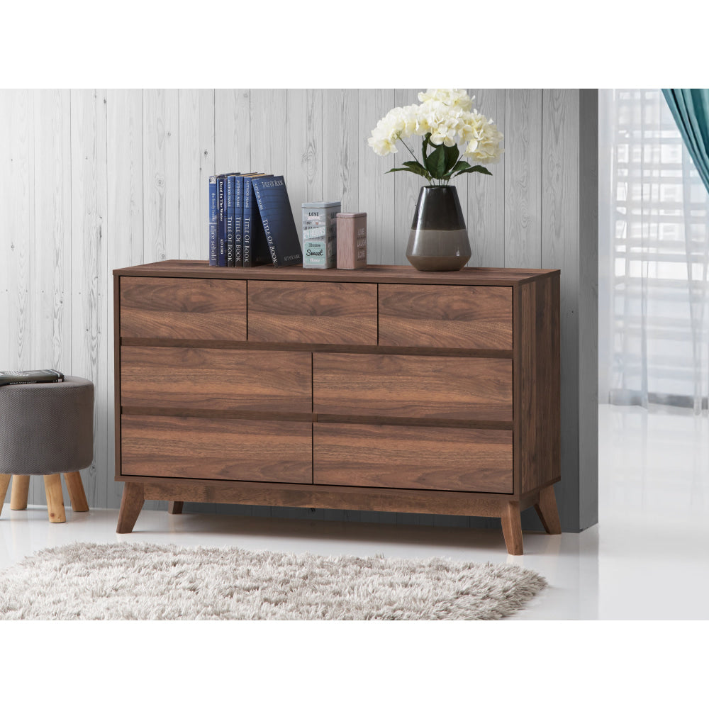 Audrey Wooden Chest Of 7-Drawers Dresser Storage Cabinet Walnut Drawers Fast shipping On sale