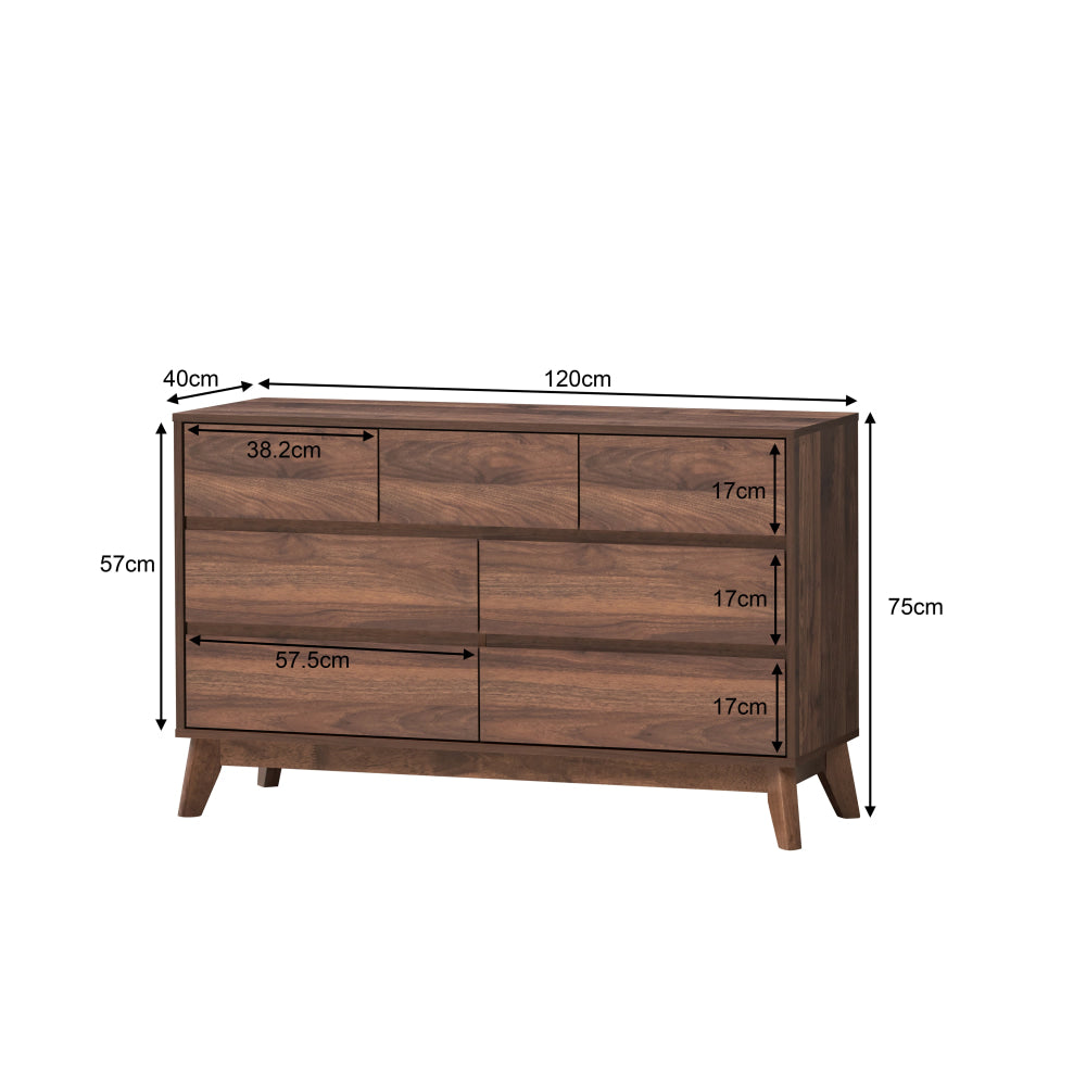 Audrey Wooden Chest Of 7-Drawers Dresser Storage Cabinet Walnut Drawers Fast shipping On sale