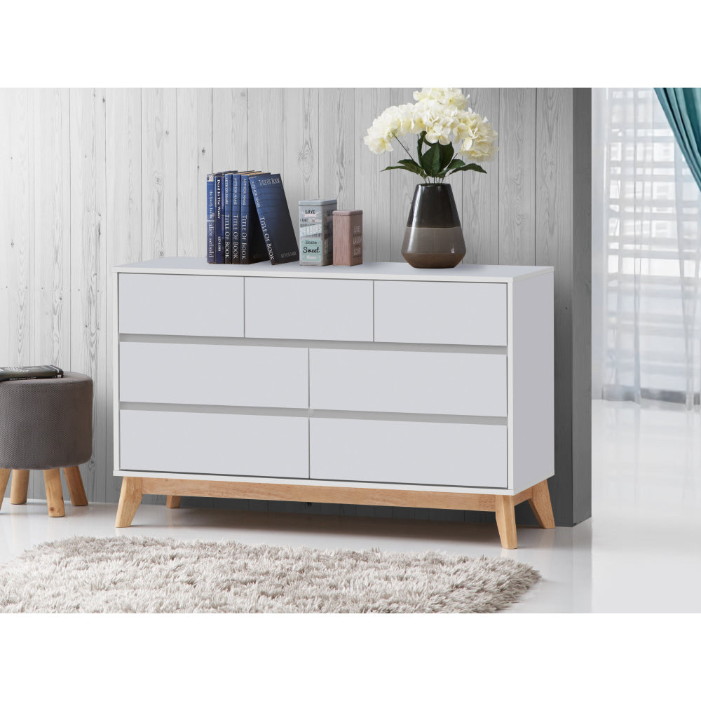 Audrey Wooden Chest Of 7-Drawers Dresser Storage Cabinet White/Oak Drawers Fast shipping On sale