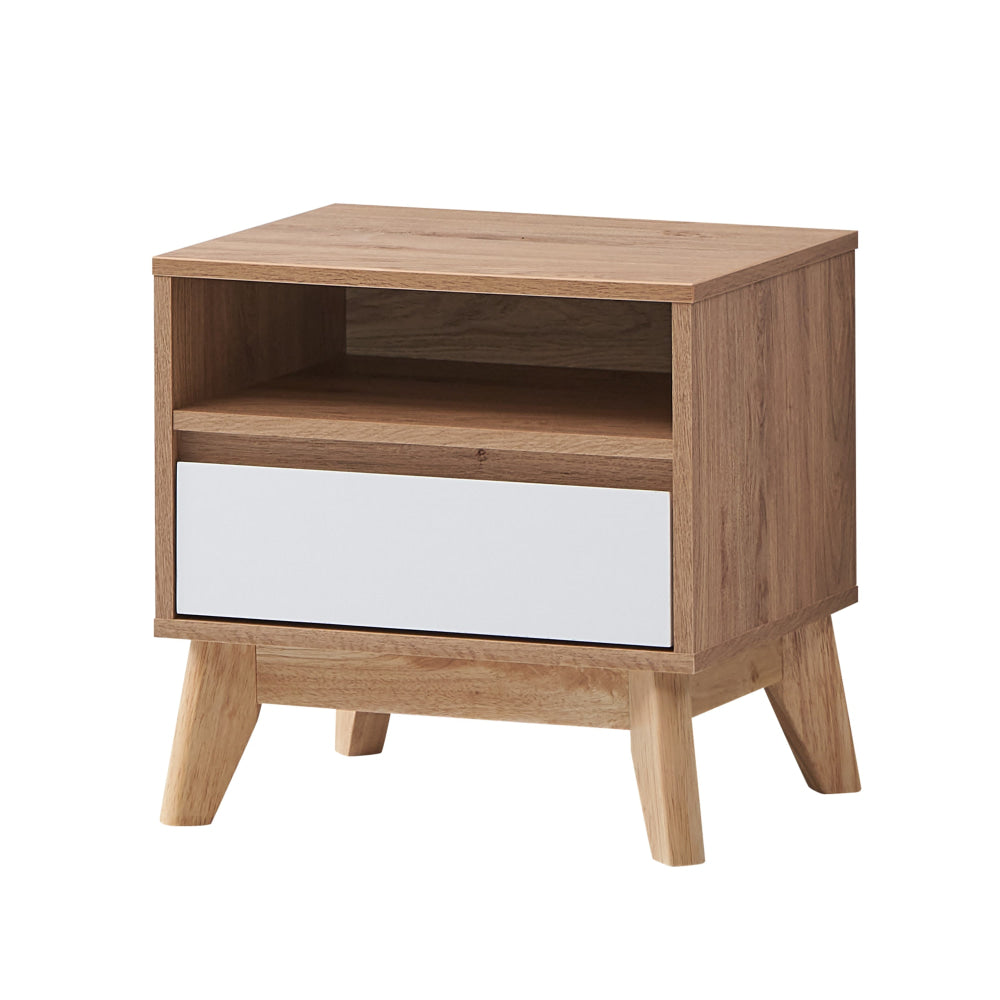 Audrey Wooden Nightstand Bedside Table W/ 1-Drawer Oak/White Fast shipping On sale