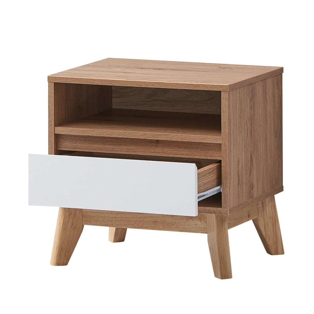 Audrey Wooden Nightstand Bedside Table W/ 1-Drawer Oak/White Fast shipping On sale