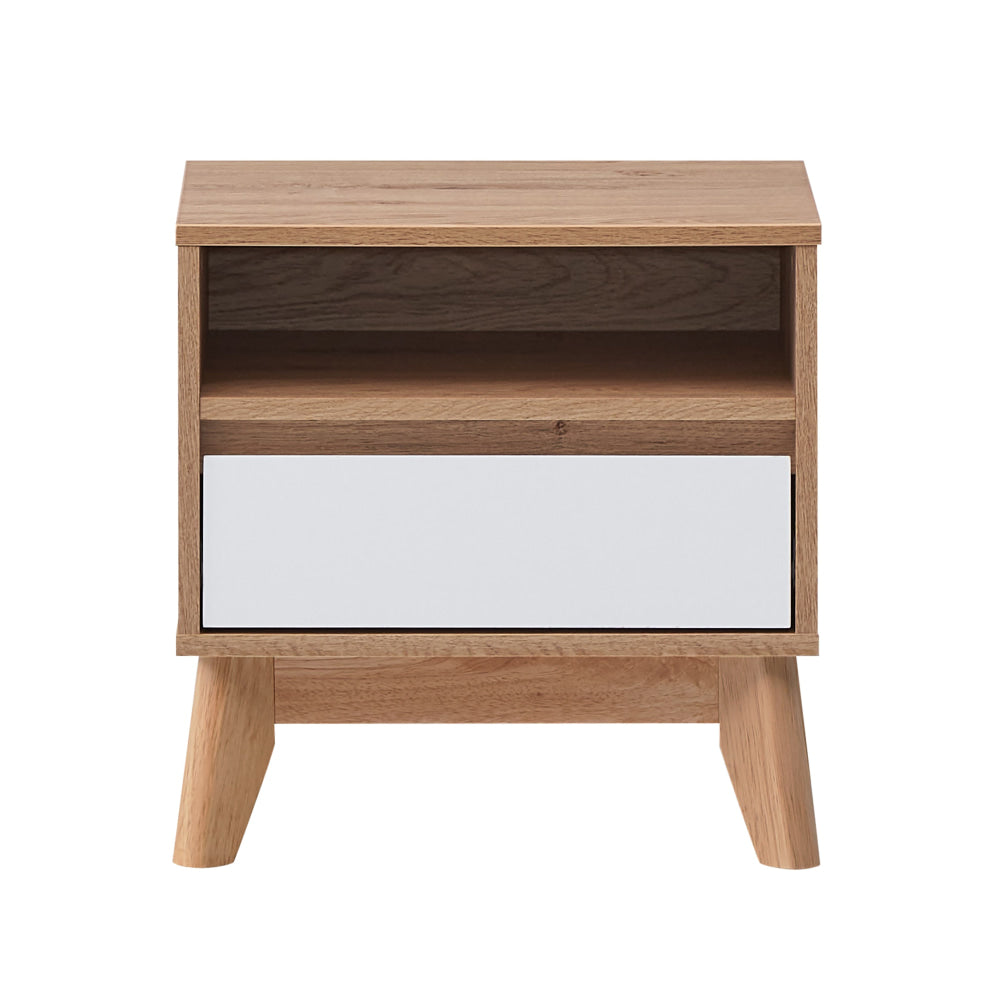 Audrey Wooden Nightstand Bedside Table W/ 1-Drawer Oak/White Fast shipping On sale