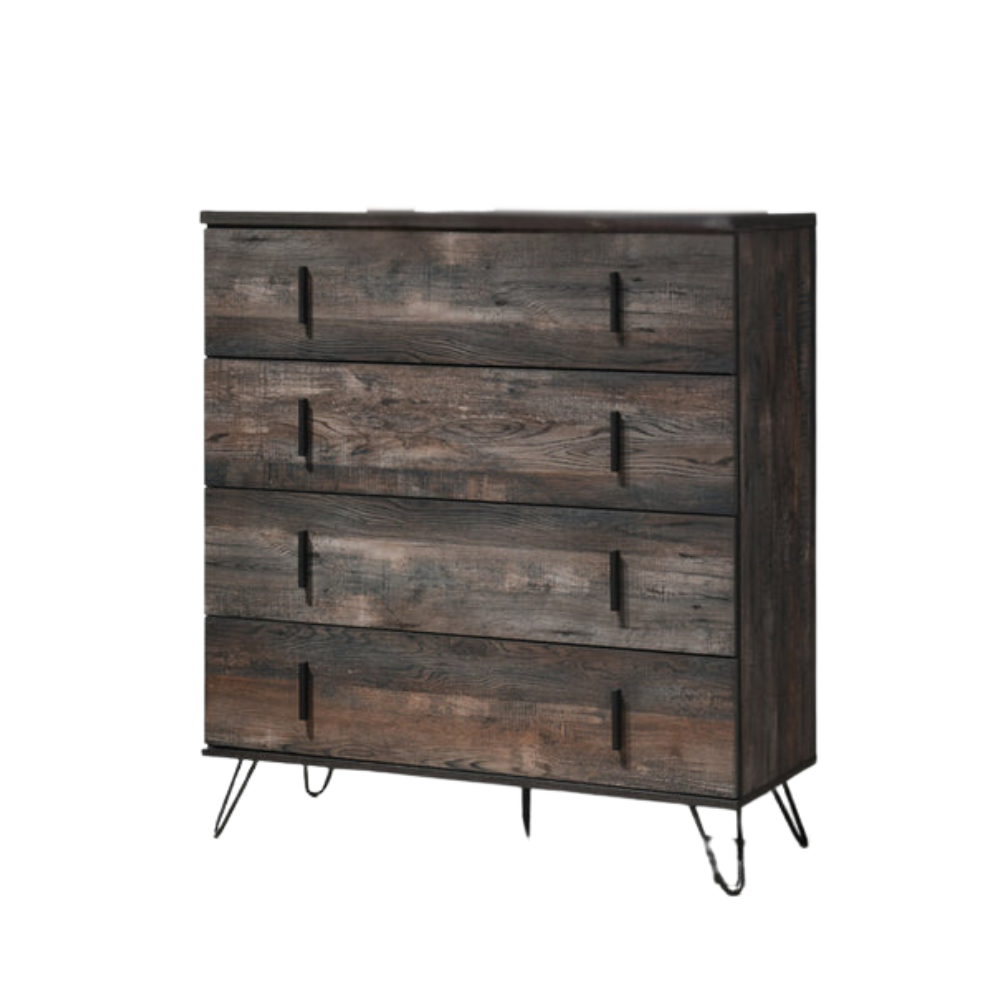 Aurelia Industrial Rustic Chest Of 4-Drawers Tallboy Storage Cabinet Black Drawers Fast shipping On sale