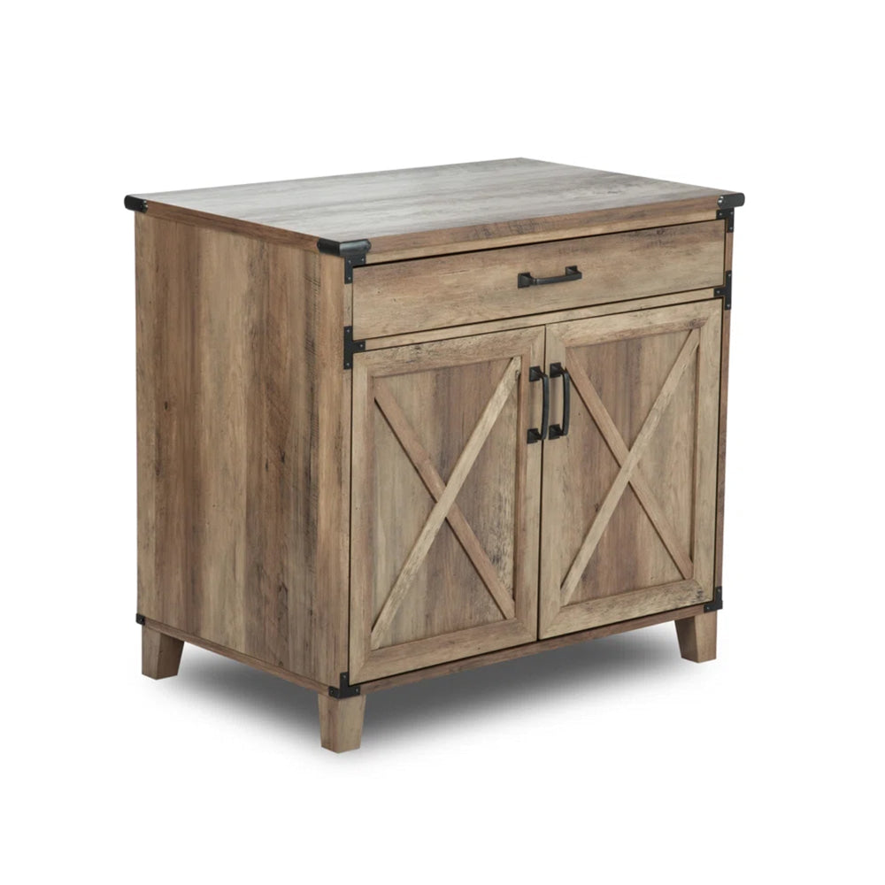 Axel Low Cupboard Storage Cabinet W/ 1-Drawer Rustic Oak Fast shipping On sale