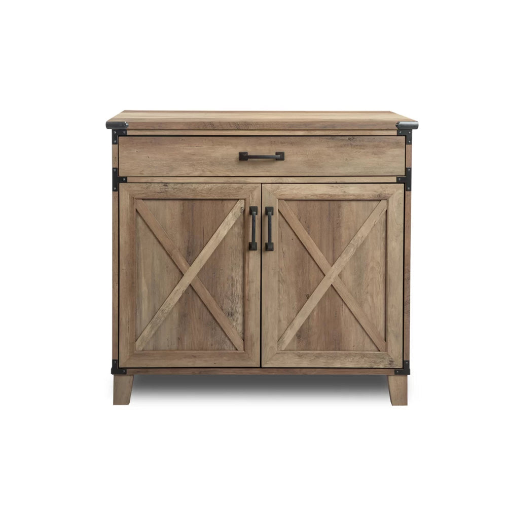 Axel Low Cupboard Storage Cabinet W/ 1-Drawer Rustic Oak Fast shipping On sale