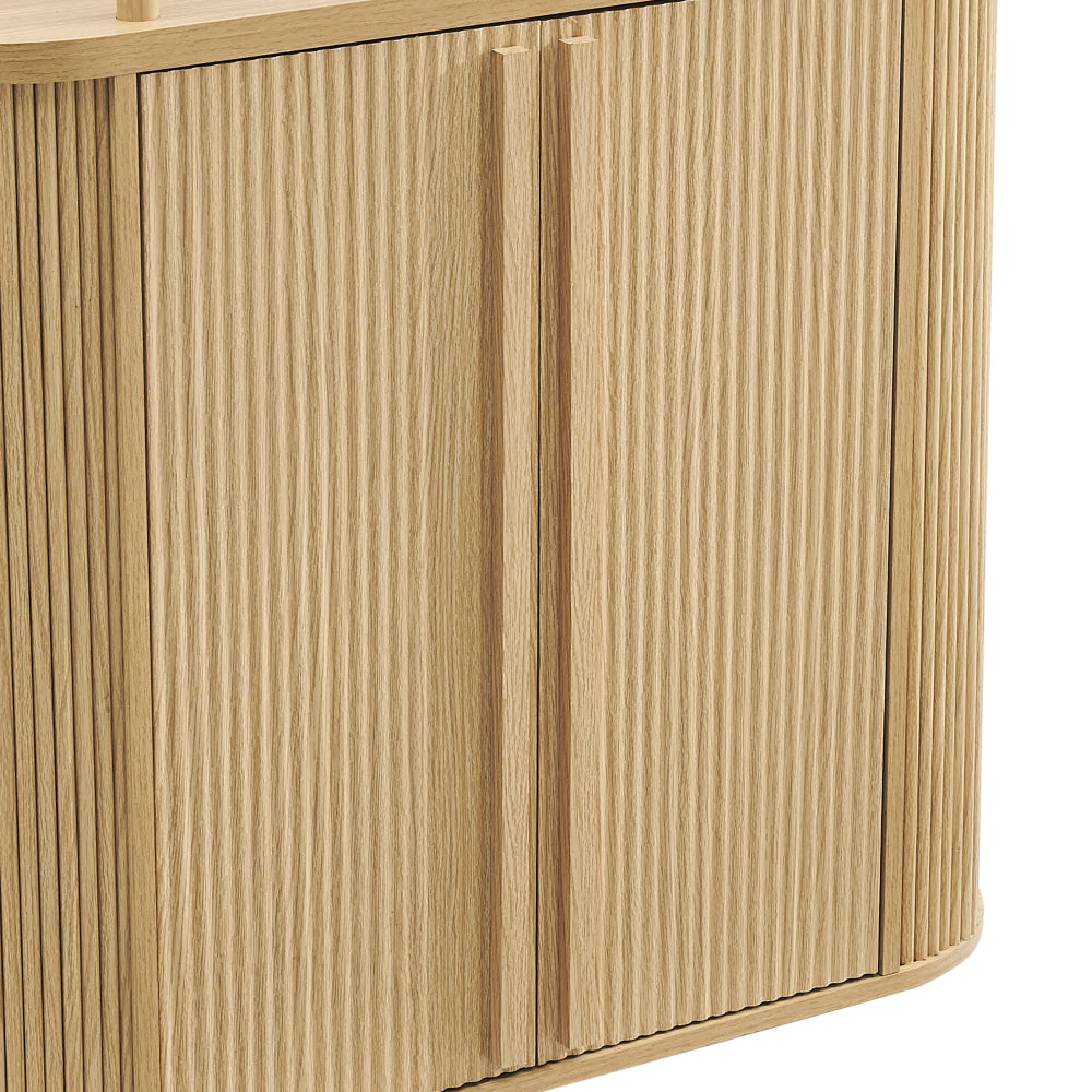 Azaria Fluted Display Shelf Cabinet Bookcase 2-Shelves 2-Doors Oak Fast shipping On sale