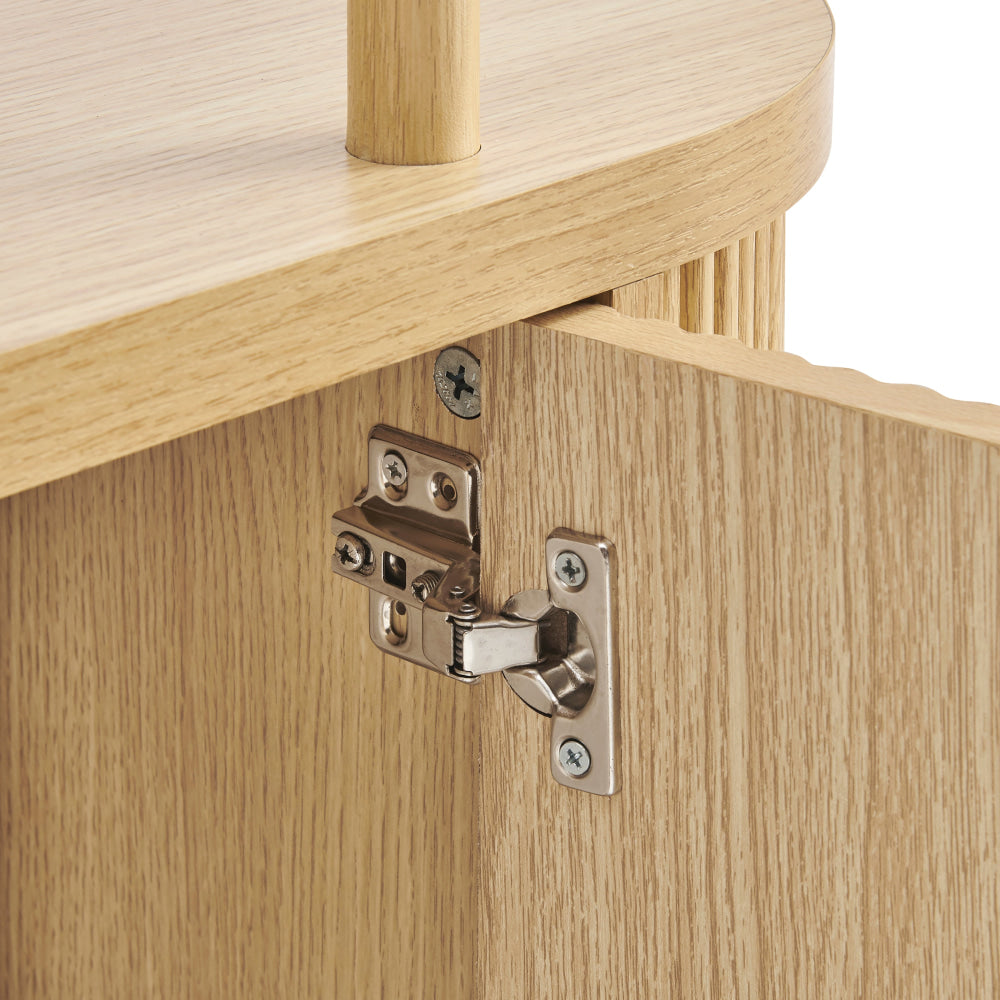 Azaria Fluted Display Shelf Cabinet Bookcase 2-Shelves 2-Doors Oak Fast shipping On sale