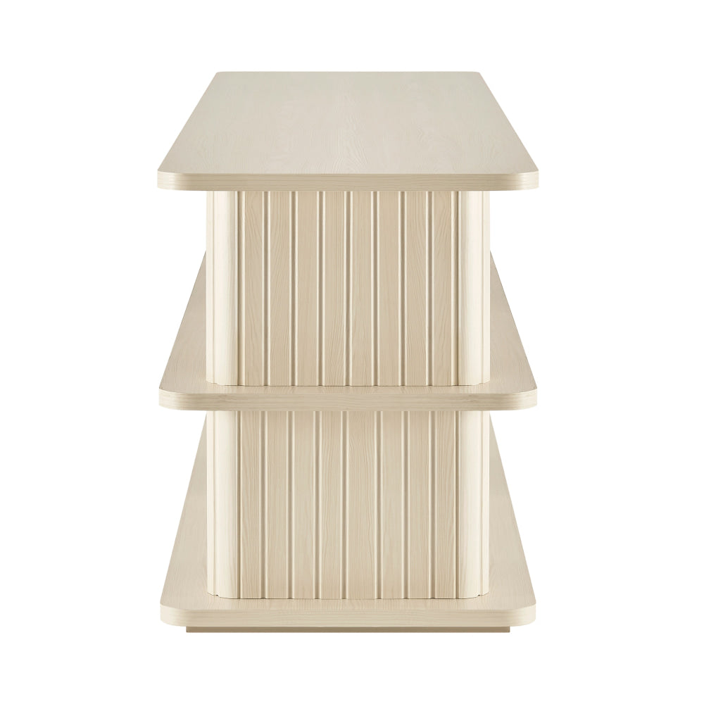 Azaria Lowline TV Stand Entertainment Unit 180cm 6-Shelves Slat Oak Fast shipping On sale