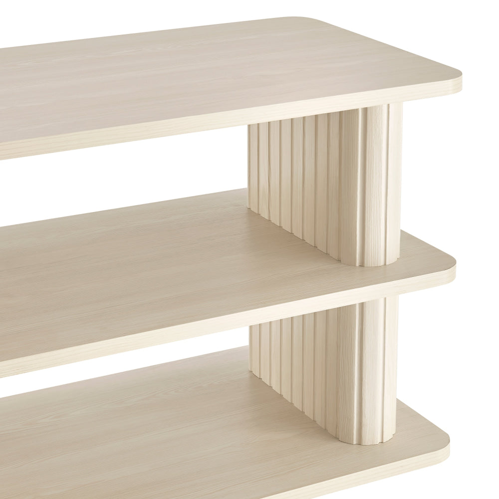 Azaria Lowline TV Stand Entertainment Unit 180cm 6-Shelves Slat Oak Fast shipping On sale