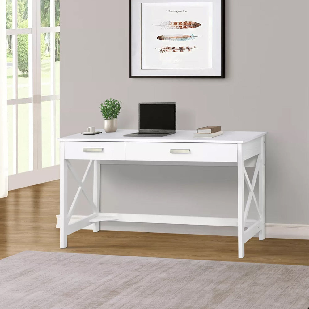 Bacay Wooden Home Office Computer Working Desk 120cm Distressed White Fast shipping On sale