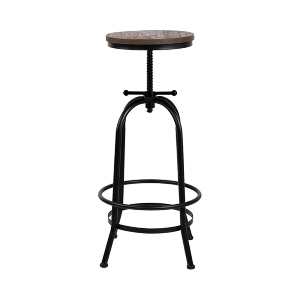 Bar Stool Industrial Round Seat Wood Metal - Black and Brown Fast shipping On sale