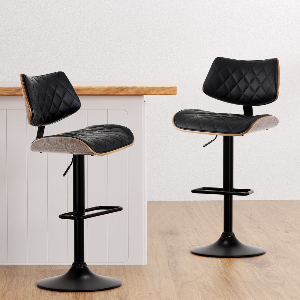 Bar Stools Kitchen Dining Chairs Gas Lift Stool Wooden Leather Black Fast shipping On sale