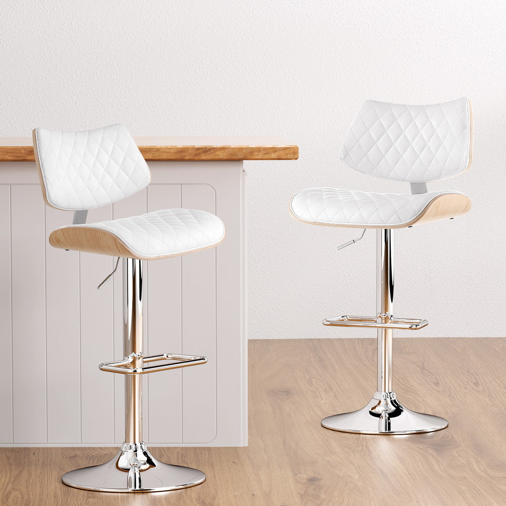 Bar Stools Kitchen Dining Chairs Gas Lift Stool Wooden Leather White Fast shipping On sale