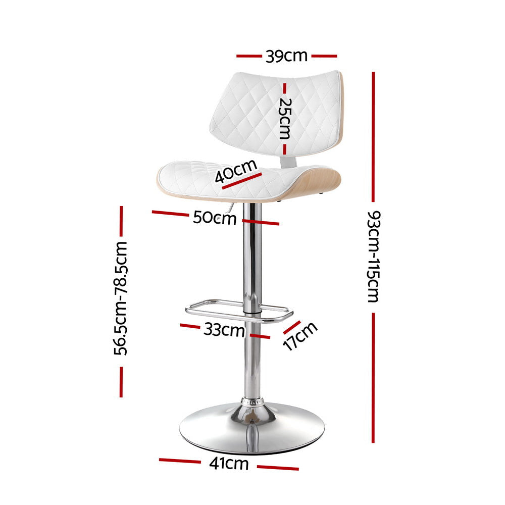 Bar Stools Kitchen Dining Chairs Gas Lift Stool Wooden Leather White Fast shipping On sale