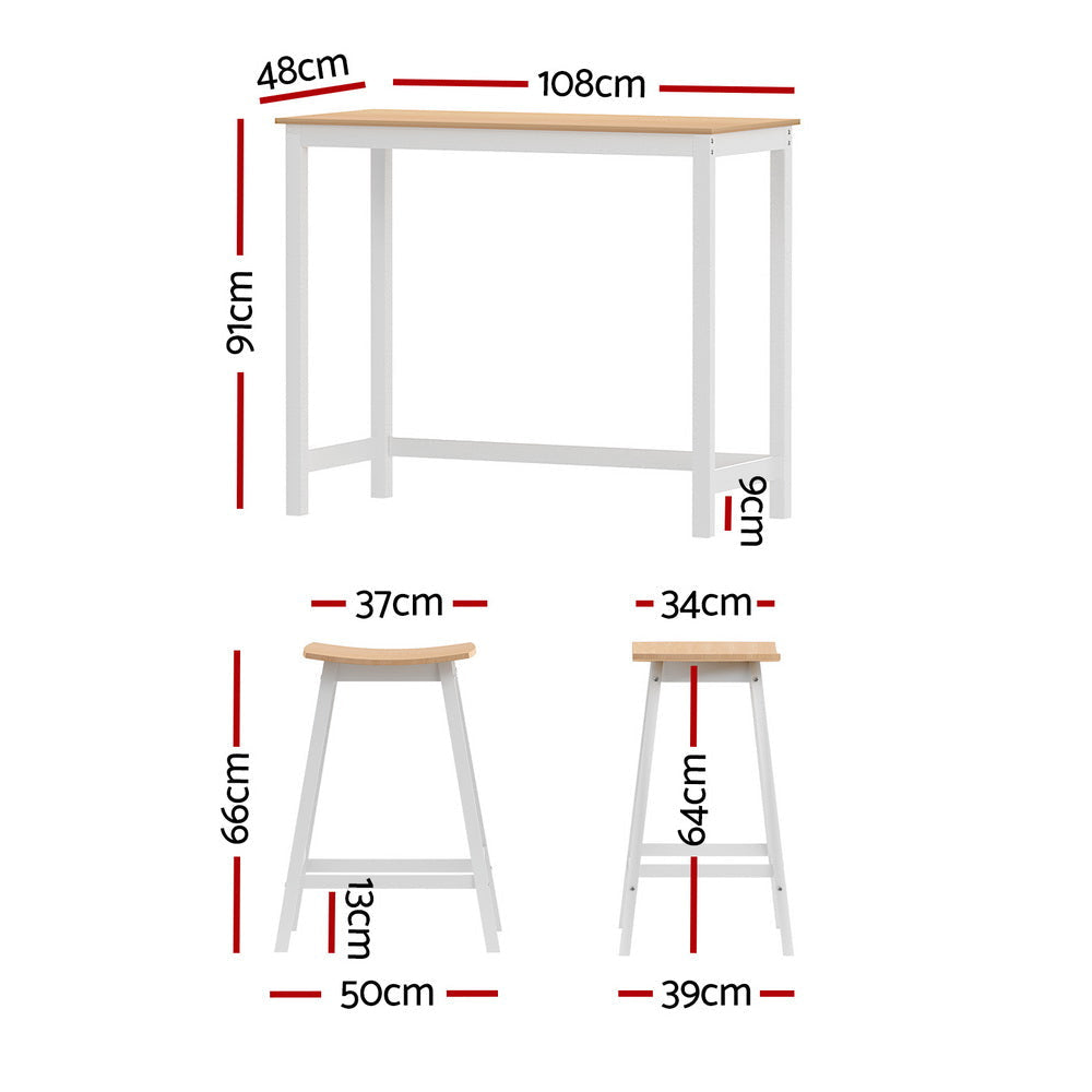 Bar Table and Stools Set Dining Desk Solid Wood Kitchen Chairs Cafe Pub Fast shipping On sale