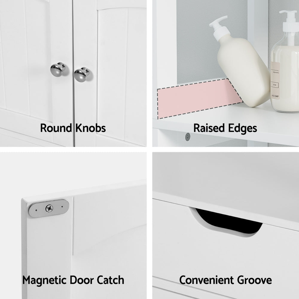 Bathroom Floor Storage Cabinet with 2 Drawers 3 Open Shelves Doors White Fast shipping On sale