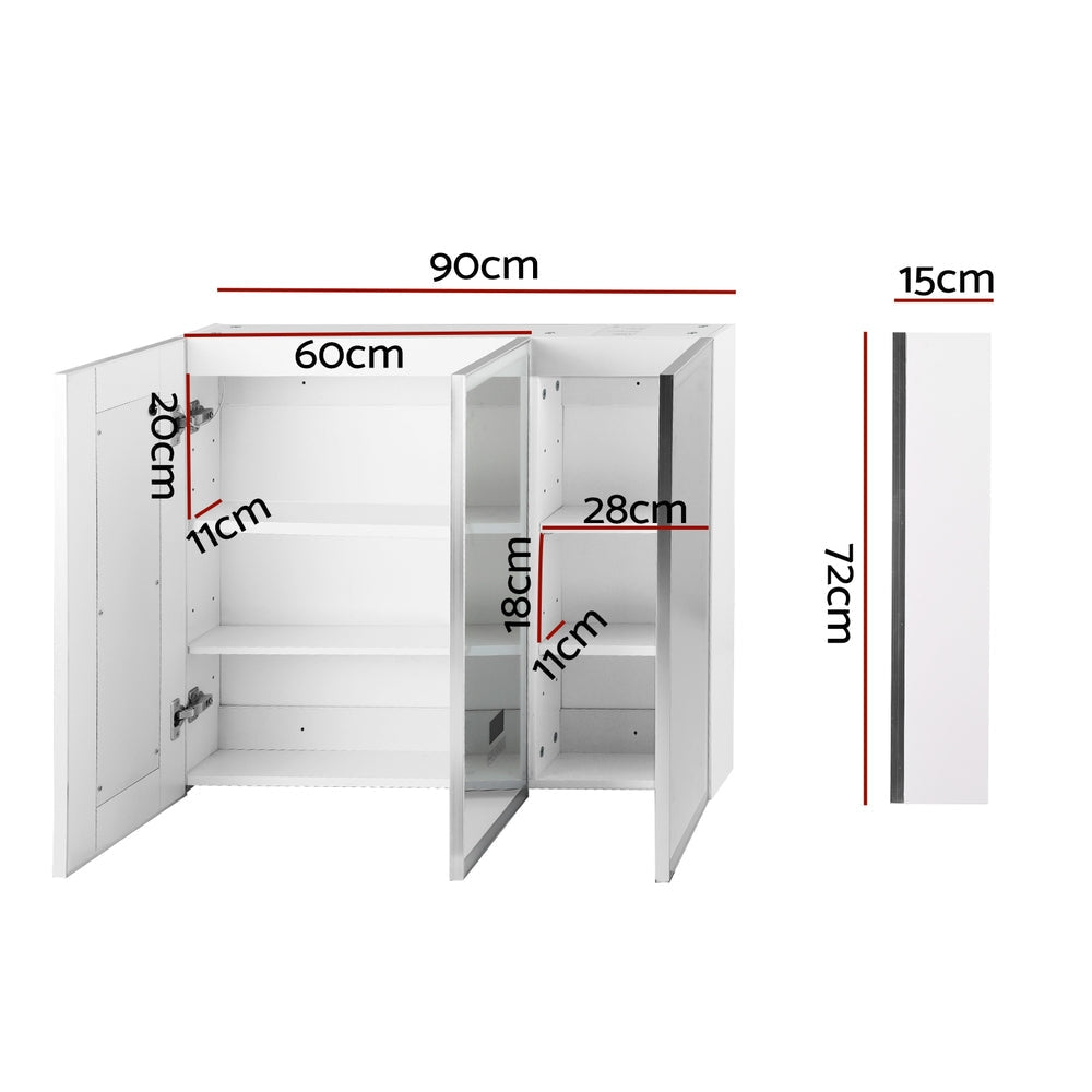 Bathroom Mirror Wall Cabinet LED Light Vanity Shaving Medicine Storage Organiser Fast shipping On sale