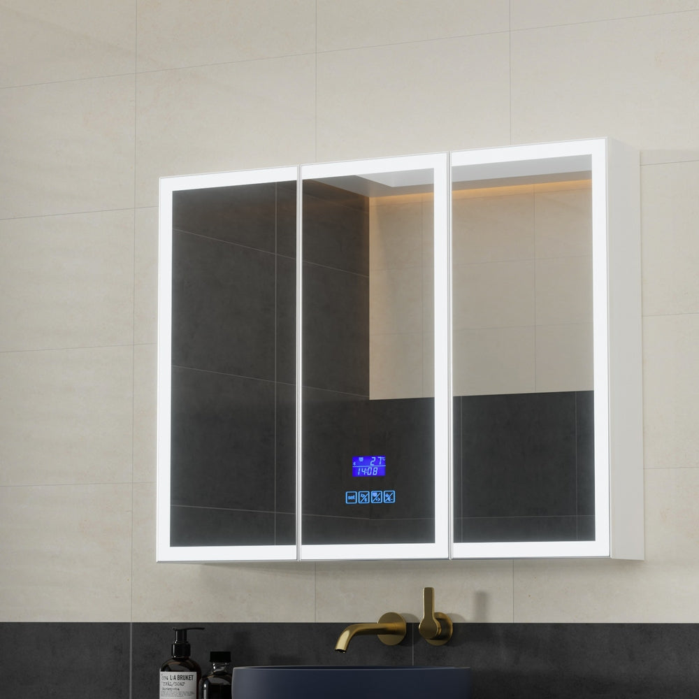 Bathroom Mirror Wall Cabinet LED Light Vanity Shaving Medicine Storage Organiser Fast shipping On sale