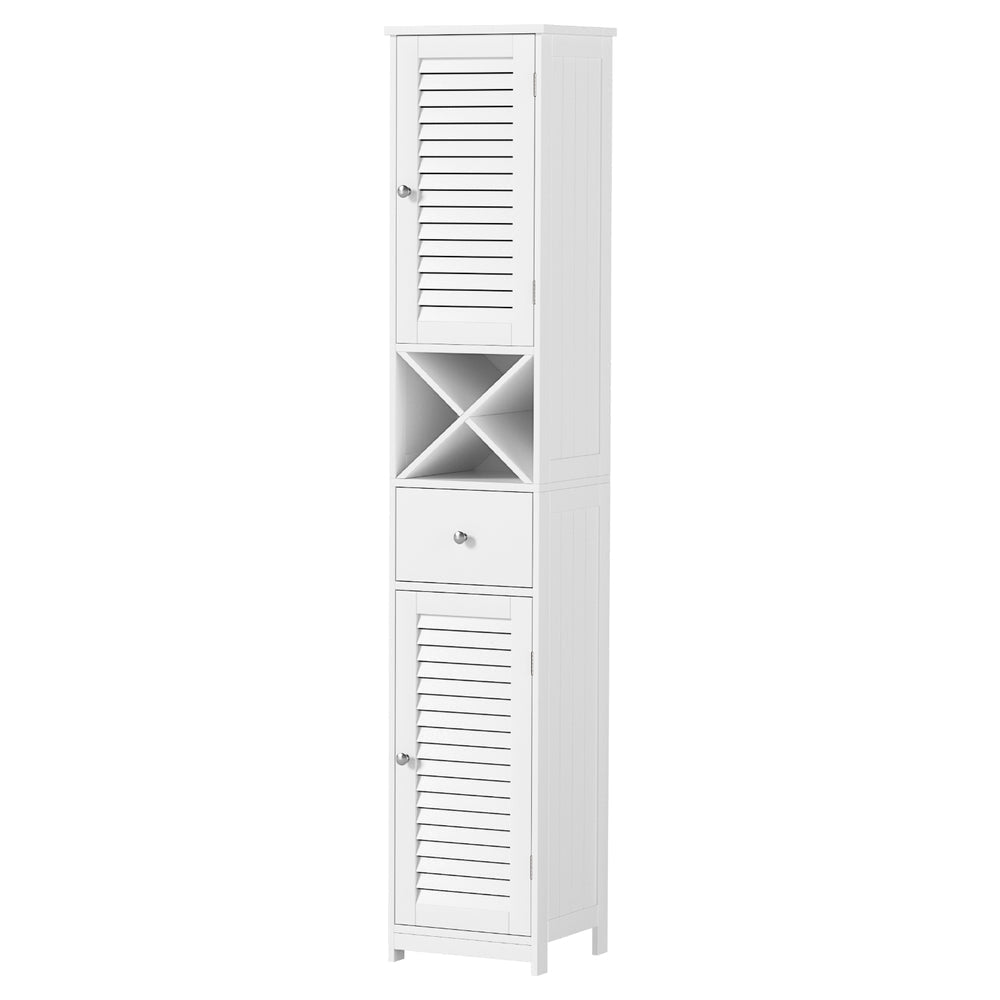 Bathroom Storage Cabinet 170cm Tall Slim Organiser Toilet Corner Adjustable Shelf Louver Door White Fast shipping On sale