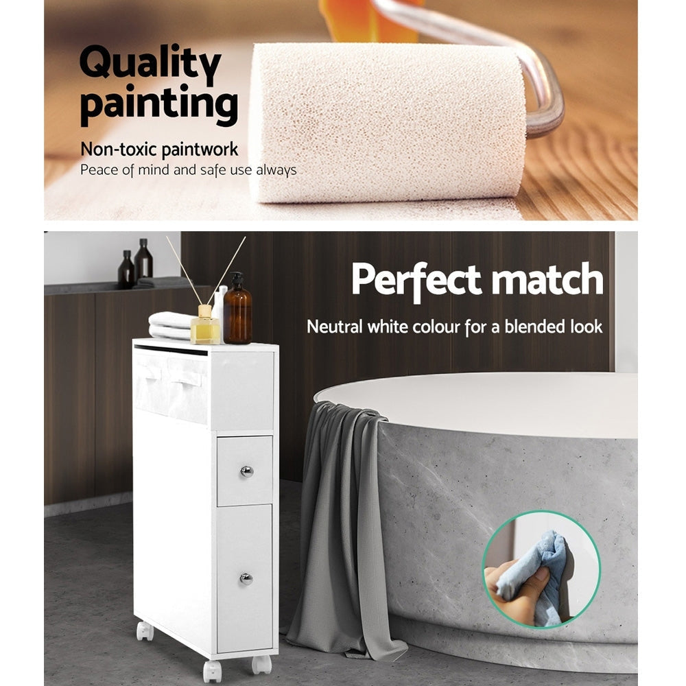 Bathroom Storage Toilet Cabinet Caddy Holder Drawer Basket With Wheels Fast shipping On sale