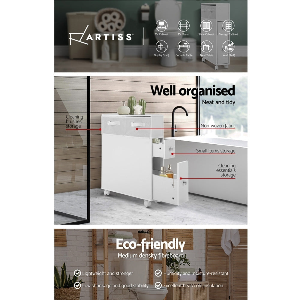 Bathroom Storage Toilet Cabinet Caddy Holder Drawer Basket With Wheels Fast shipping On sale