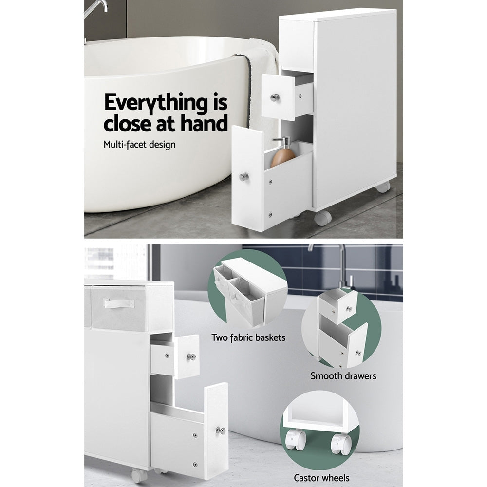 Bathroom Storage Toilet Cabinet Caddy Holder Drawer Basket With Wheels Fast shipping On sale