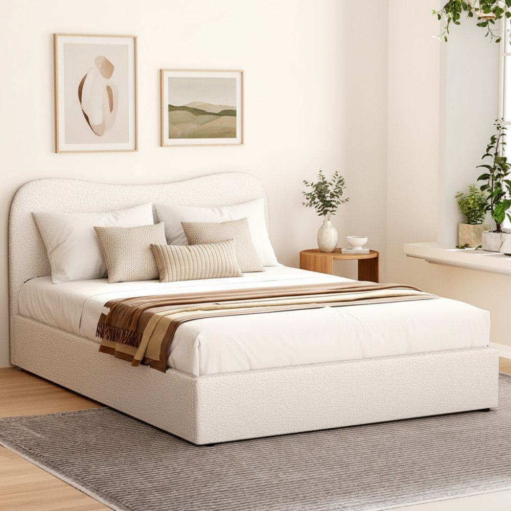 Bed Frame Double Size Boucle DARA Fast shipping On sale