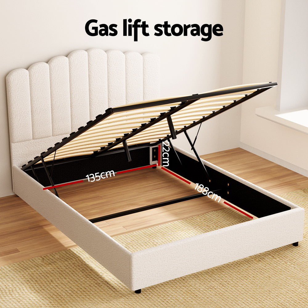 Bed Frame Double Size Boucle FION Fast shipping On sale