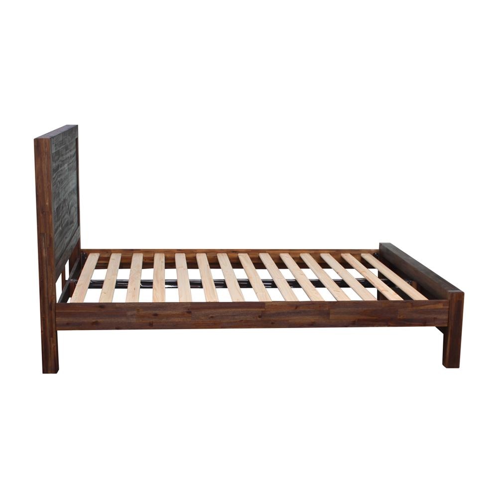 Bed Frame Double Size in Solid Wood Veneered Acacia Bedroom Timber Slat Chocolate Fast shipping On sale