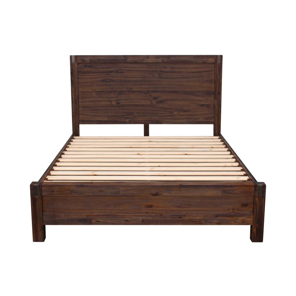 Bed Frame Double Size in Solid Wood Veneered Acacia Bedroom Timber Slat Chocolate Fast shipping On sale