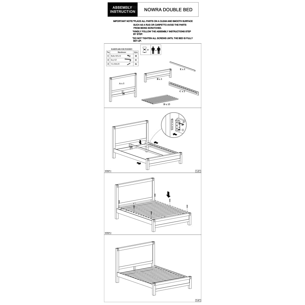 Bed Frame Double Size in Solid Wood Veneered Acacia Bedroom Timber Slat Oak Fast shipping On sale