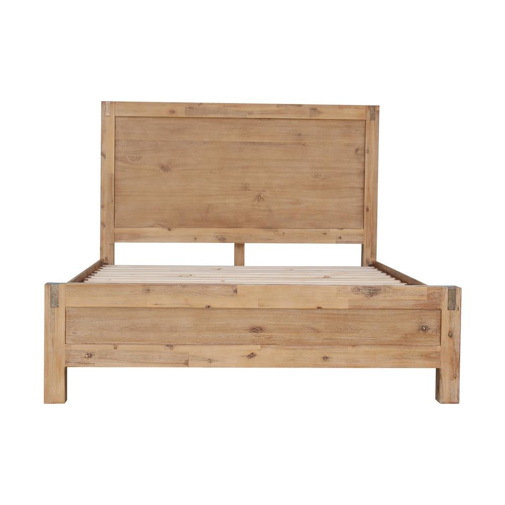 Bed Frame Double Size in Solid Wood Veneered Acacia Bedroom Timber Slat Oak Fast shipping On sale