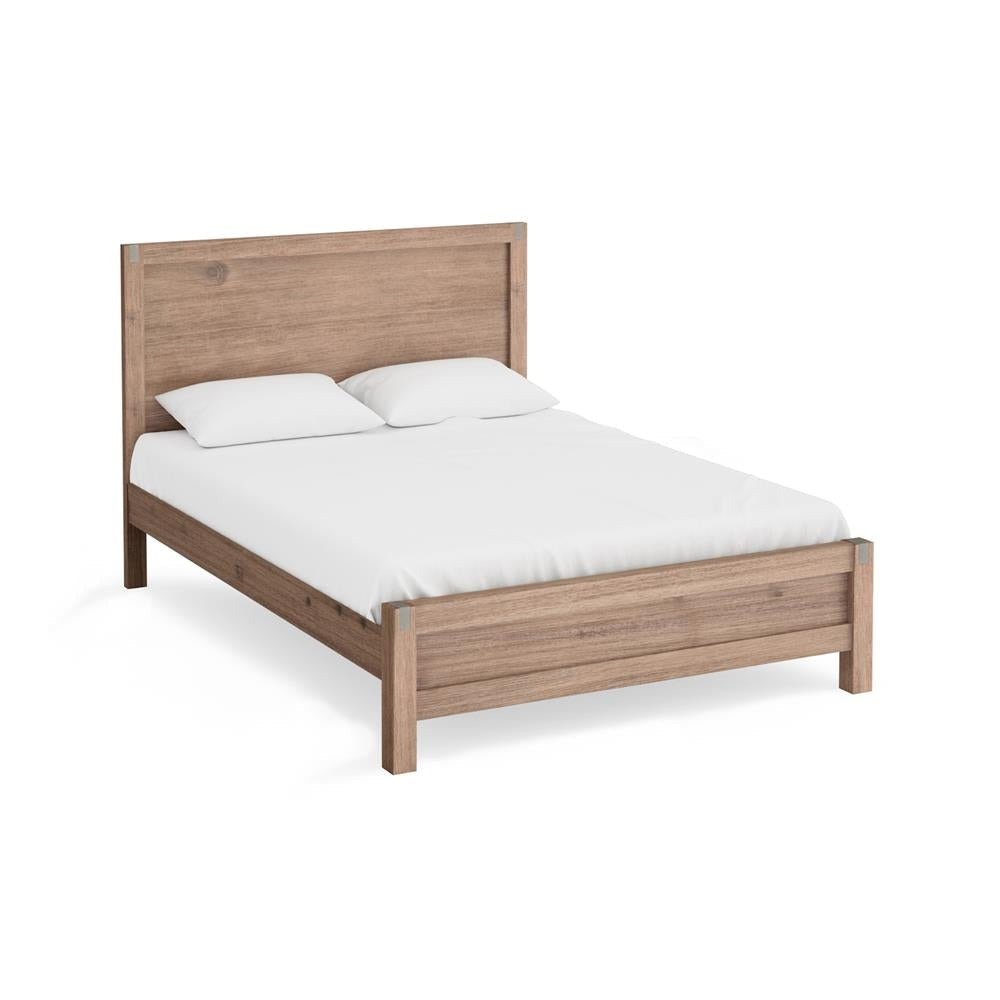 Bed Frame Double Size in Solid Wood Veneered Acacia Bedroom Timber Slat Oak Fast shipping On sale