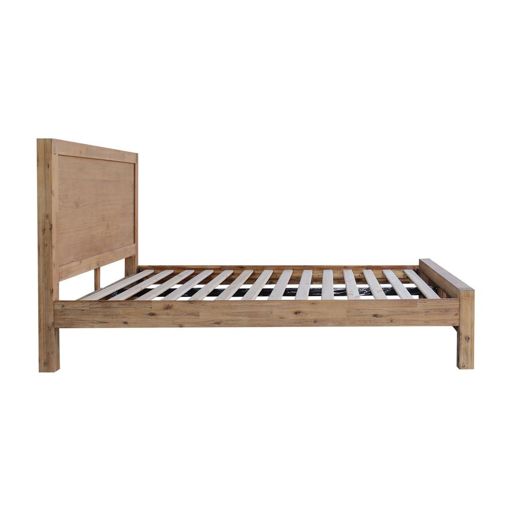 Bed Frame Double Size in Solid Wood Veneered Acacia Bedroom Timber Slat Oak Fast shipping On sale