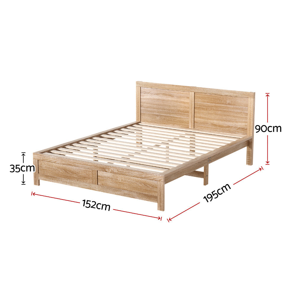 Bed Frame Double Size Wooden Acacia Wood OATMEAL Fast shipping On sale