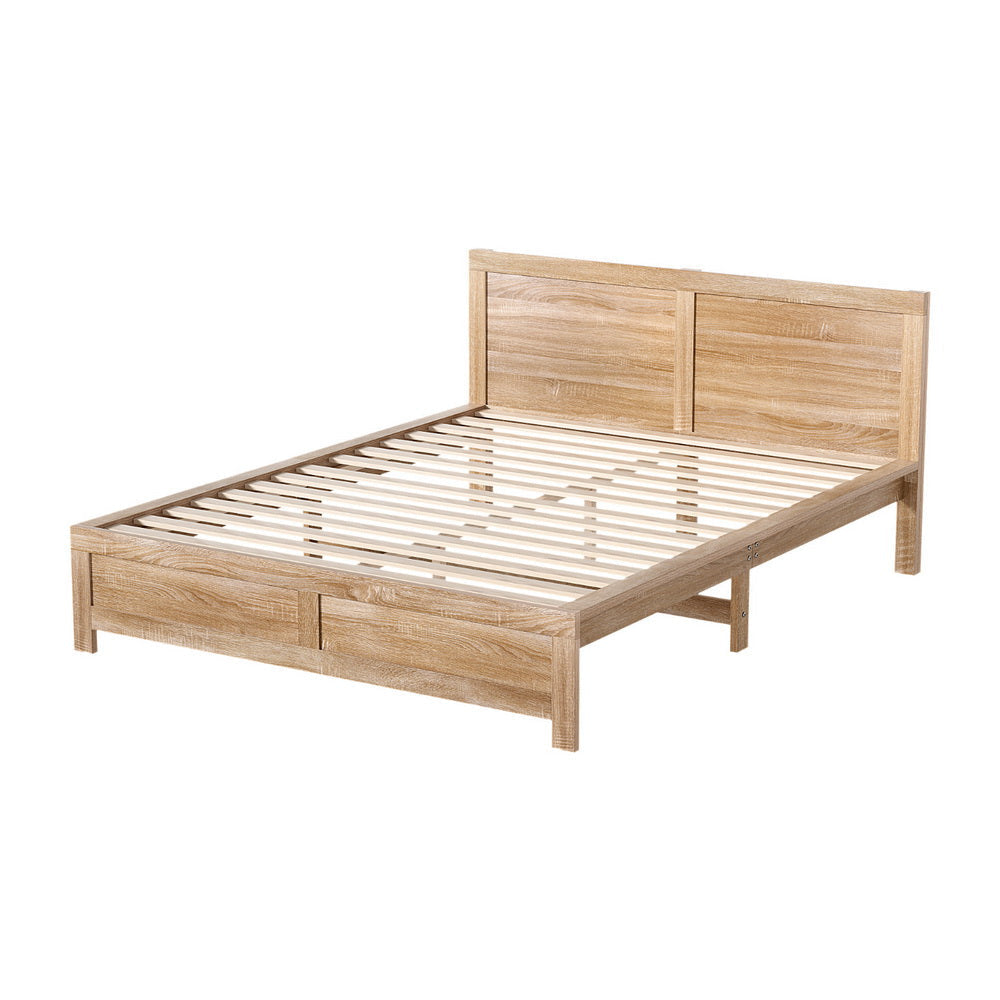 Bed Frame Double Size Wooden Acacia Wood OATMEAL Fast shipping On sale