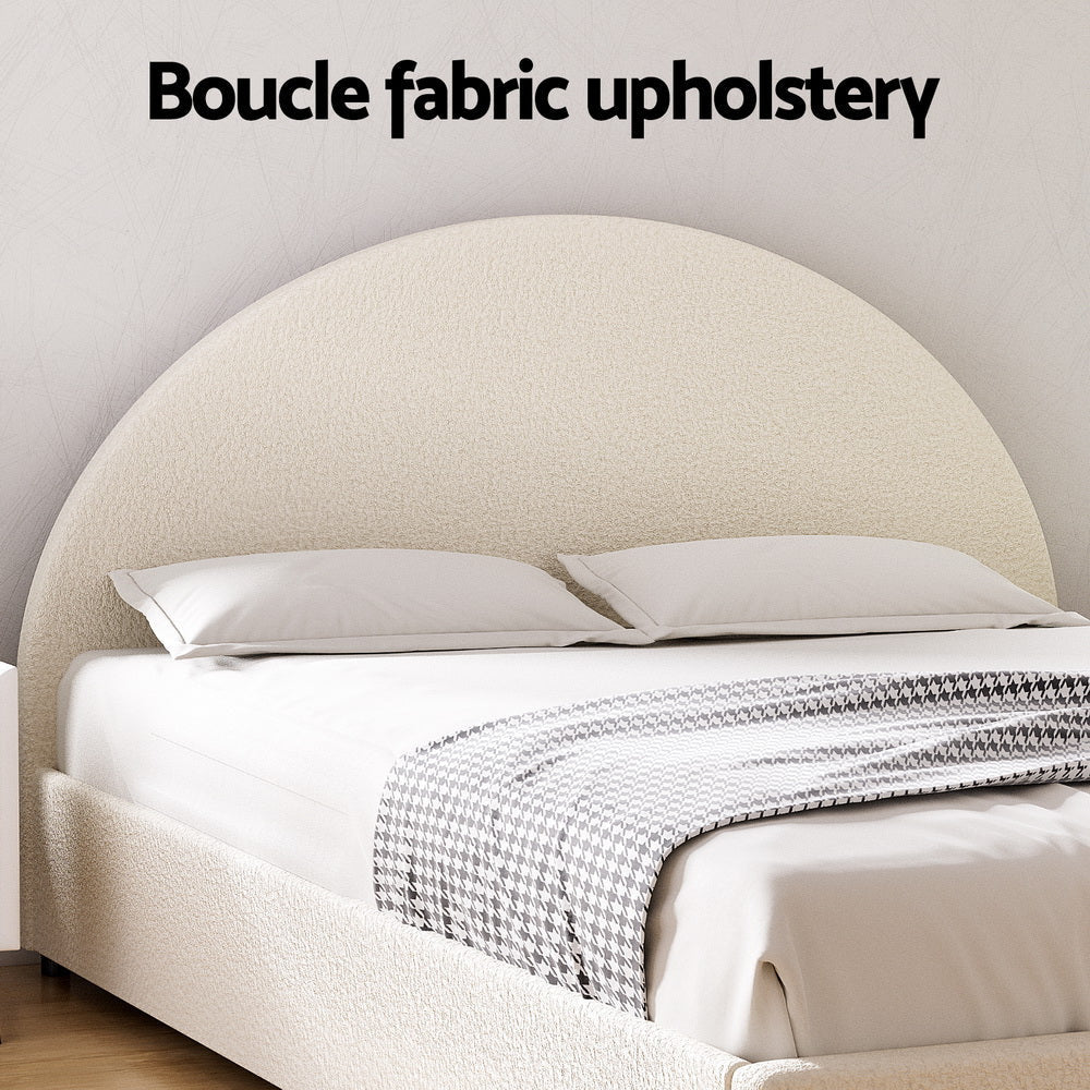 Bed Frame Gas Lift Strorage Beds Base Platform Boucle Fabric Double ELLA Fast shipping On sale