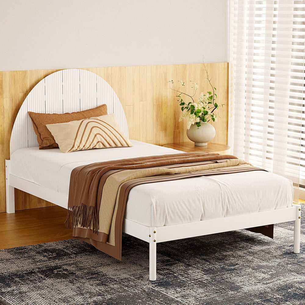 Bed Frame King Single Size Wooden White DALY Fast shipping On sale