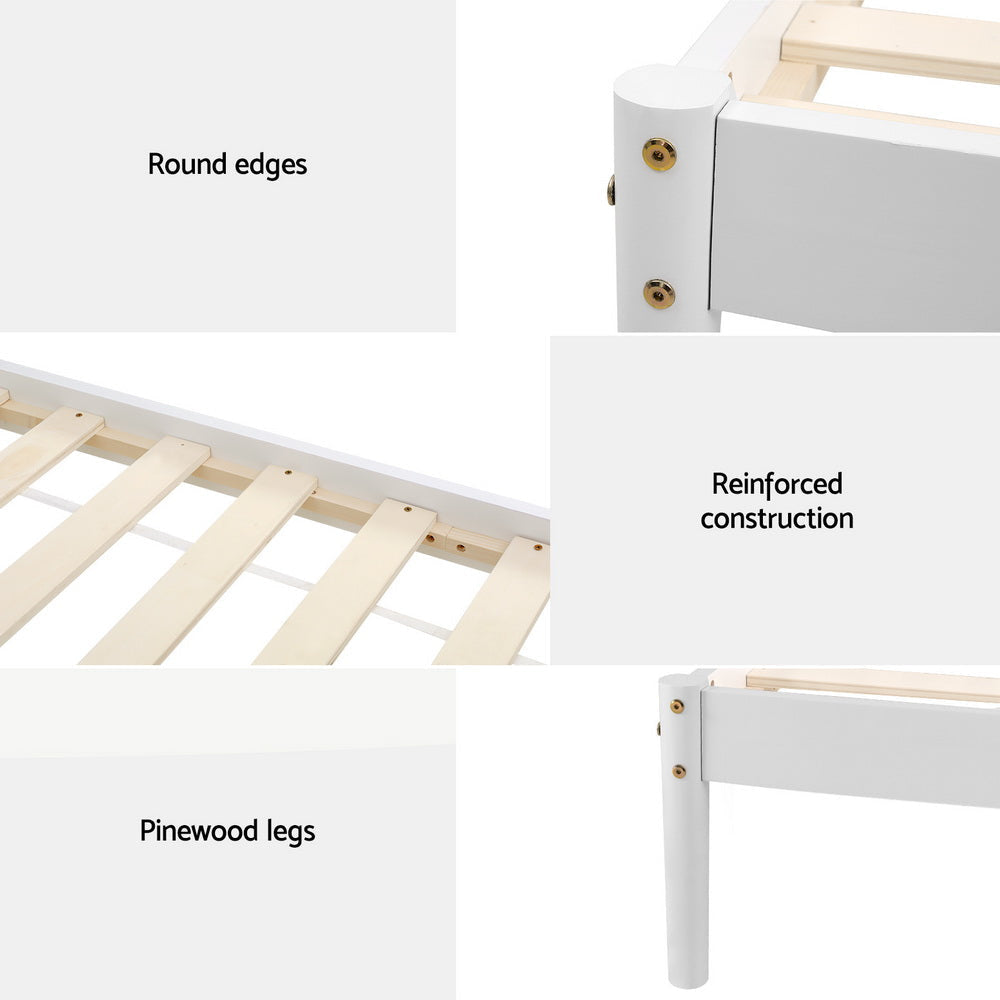 Bed Frame King Single Size Wooden White DALY Fast shipping On sale